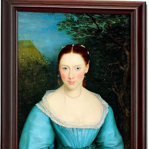 Image similar to Portrait of a woman with ice blue eyes, by Jan Brueghel the Elder