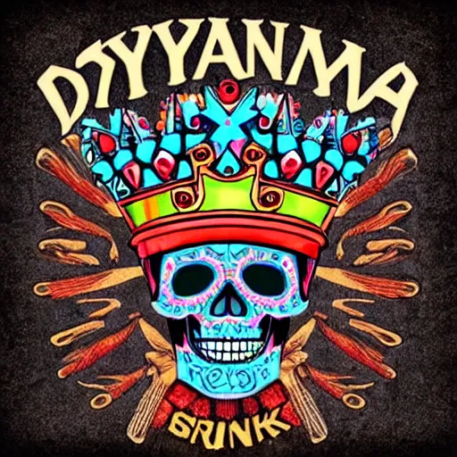 Image similar to aztec skull with a crown of hops, daydreampunk!!!!!