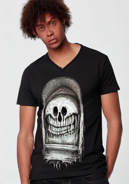 Image similar to henley tshirt designed by h. r. giger