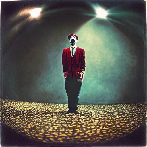 Prompt: kodak portra 4 0 0, wetplate, 8 mm extreme fisheye, photo of a surreal artsy dream scene, circus, grotesque, portrait