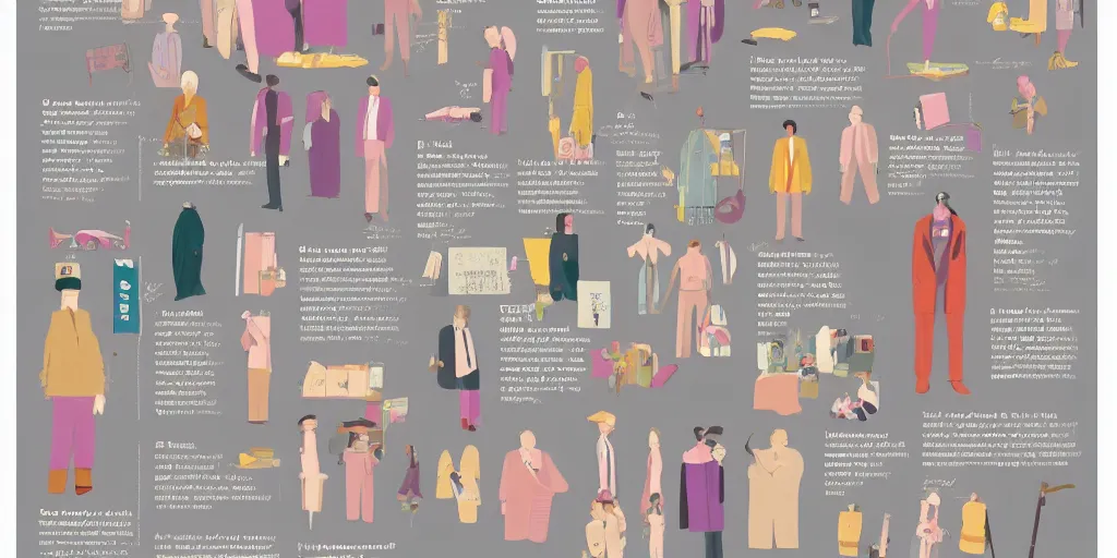 Image similar to getting ready for work pastel infographic by Wes Anderson