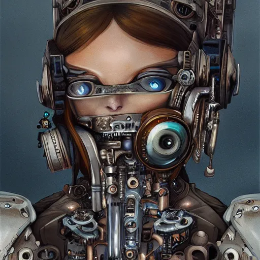 Image similar to portrait painting of a steampunk cyborg robot princess, ultra realistic, concept art, studio ghibli, intricate details, eerie highly detailed