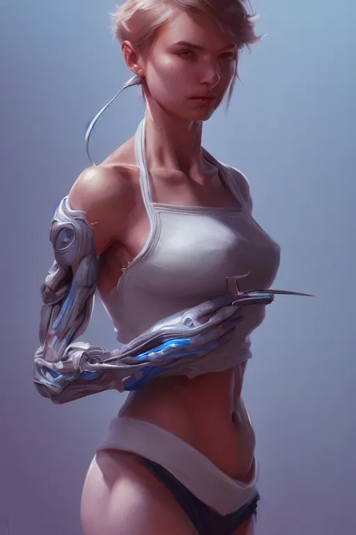 Image similar to cute woman, accurate anatomy, only two hands, highly detailed, digital painting, artstation, concept art, smooth, sharp focus, illustration, Unreal Engine 5, 8K, art by artgerm and greg rutkowski and edgar maxence