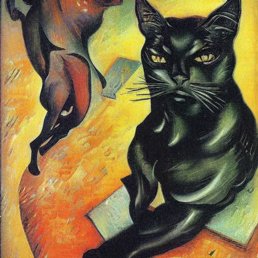 Image similar to black cat painting by umberto boccioni