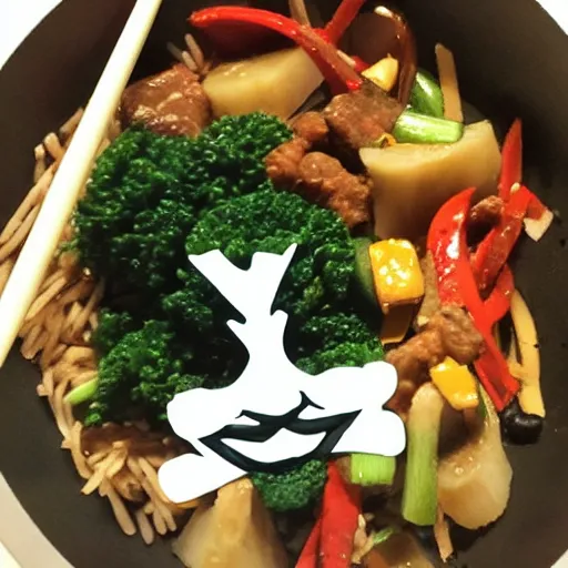 Image similar to anonymous face - plants in stirfry