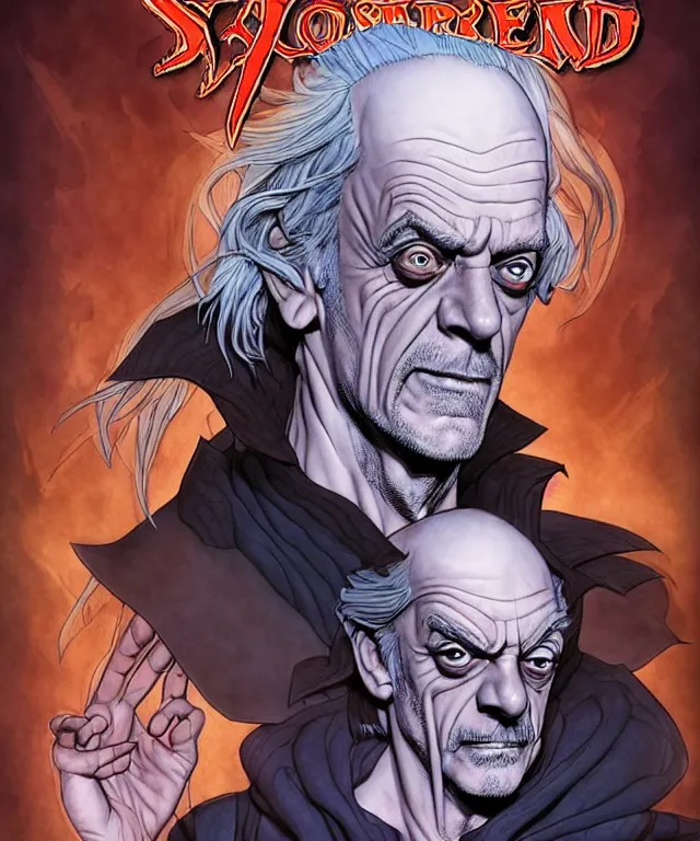 Image similar to a ( fantasy comic ) ( cover art ) portrait of an insane sorcerer who looks like ( christopher lloyd ), digital illustration by jenny frison and sana takeda and kentaro miura, fine inking lines, dnd, highly detailed!, hd, 4 k, trending on artstation