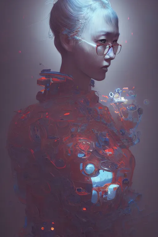 Image similar to hyperrealistic photography of a machine entering a female host in the style of Jin Kagetsu, James Jean and wlop, highly detailed, sharp focus, intricate concept art, digital painting, ambient lighting, 4k, artstation