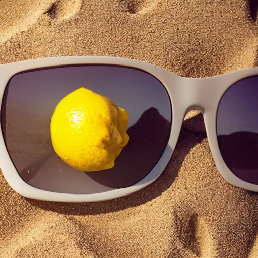 lemon with sunglasses lounging on the beach | Stable Diffusion | OpenArt