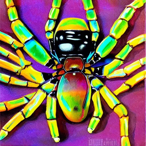 Prompt: a painting of spider , made of multicolored crystals, fantasy art, realistic