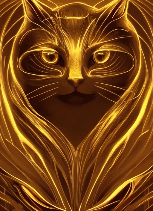 Prompt: symmetry!! product render poster golden ration cat, scifi, glowing fog intricate, elegant, highly detailed, digital painting, artstation, concept art, smooth, sharp focus, illustration, art by artgerm