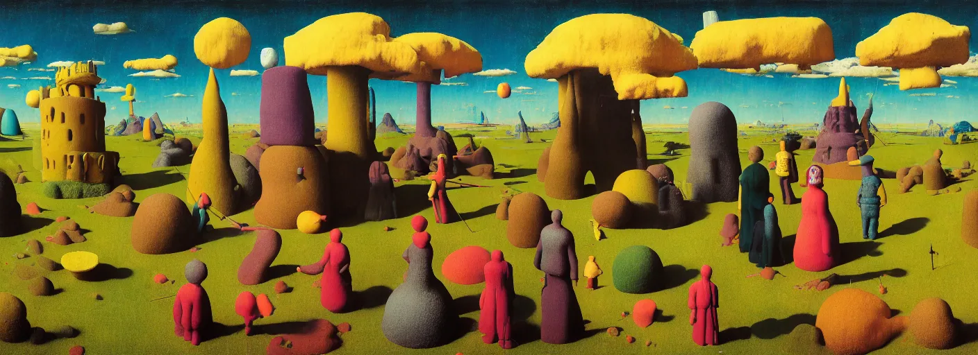 Image similar to sponge sculpture of surreal colorful landscape, very coherent and colorful high contrast masterpiece by norman rockwell franz sedlacek hieronymus bosch dean ellis simon stalenhag rene magritte gediminas pranckevicius, dark shadows, sunny day, hard lighting,