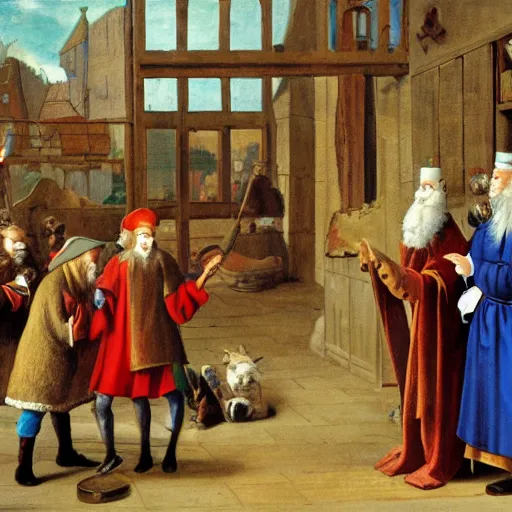 Prompt: Sinterklaas discovering a new element