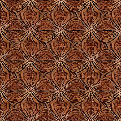 Prompt: Texture of wood ultra realistic, 4k, seamless repeating pattern symmetrical, damask pattern, reflections, epic, beautiful composition,octance render. insane details., hyper detail, concept ar