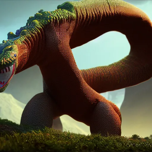 Image similar to Hyper realistic Trogdor, 8k, cinematic, Unreal Engine render