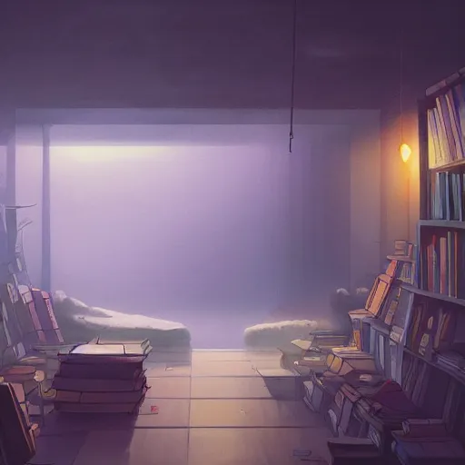 Image similar to inside an empty book store, lush, studio ghibli, sylvain sarrailh, cinematic light, majestic, concept art, volumetric lighting, magic atmospheric, 8 k, wide angle, epic composition, award winning, artstation