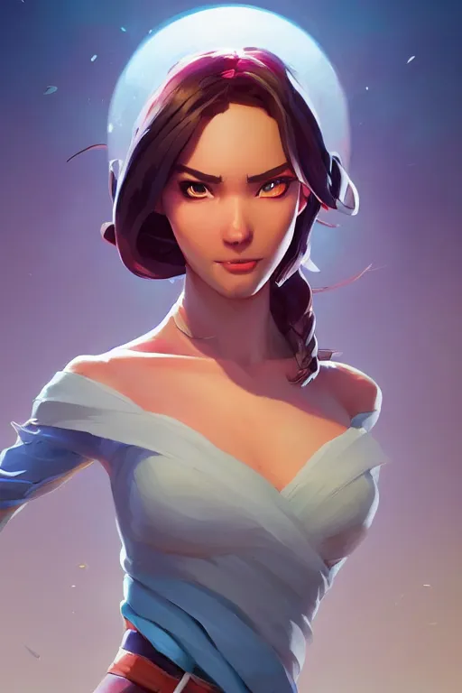 Image similar to epic lady portrait stylized as fornite style game design fanart by concept artist gervasio canda, behance hd by jesper ejsing, by rhads, makoto shinkai and lois van baarle, ilya kuvshinov, rossdraws radiating a glowing aura global illumination ray tracing hdr render in unreal engine 5