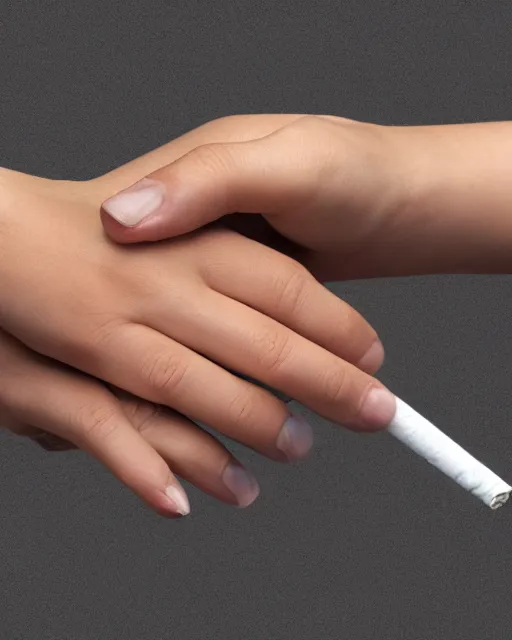 Image similar to you can see in the picture, acurate, real human female hand, holding a cigarette, from the elbow, up to the elbow , hand, five elegant fingers, neat nails, realism, 8k,