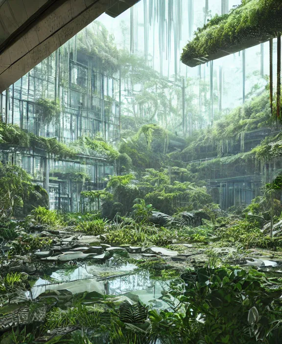 Image similar to intricate transparent clear see - through image of forge, lush botany, brutalism environment, ultra realistic, concept art, psychedelic, photorealistic, octane render, 8 k, unreal engine. art by nori inoguchi and sam kaplan and zachary goulko and christopher marley