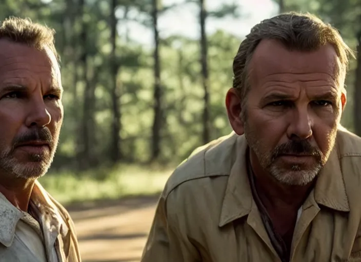 Image similar to film still of!!!!! kevin costner!!!!! as jim hopper in stranger things, 8 k