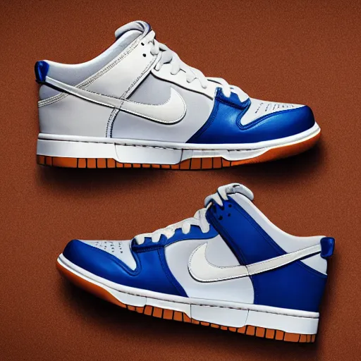 Prompt: nike dunk sneakers press photograph
