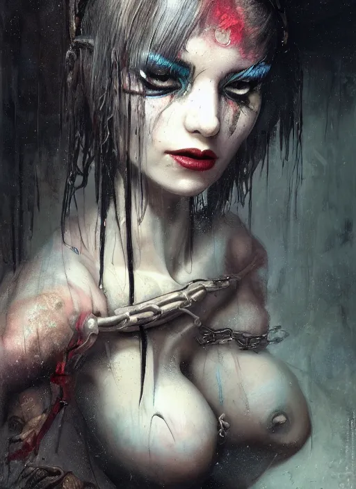 Image similar to dream portrait of a succubus in a dark ancient attic room,full character, melting ,8k,by tristan eaton,Stanley Artgermm,Tom Bagshaw,Greg Rutkowski,Carne Griffiths, Ayami Kojima, Beksinski, Giger,trending on DeviantArt,face enhance,hyper detailed,minimalist,cybernetic, android, blade runner,full of colour