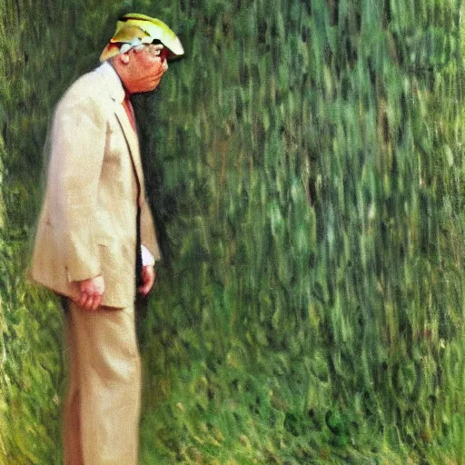 Image similar to Trump playing Hide-and-Go-Seek, portrait by Monet