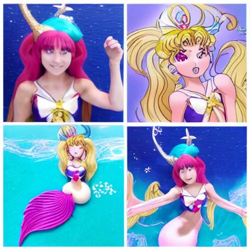 Image similar to sailor moon as a.mermaid