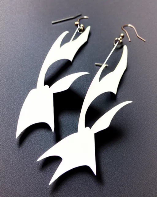 Image similar to spooky cartoon bat, 2 d lasercut earrings,