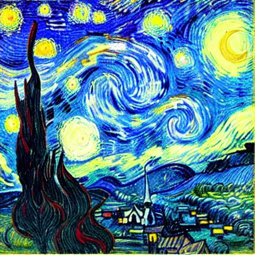 Prompt: “a foggy night in the style of starry night”