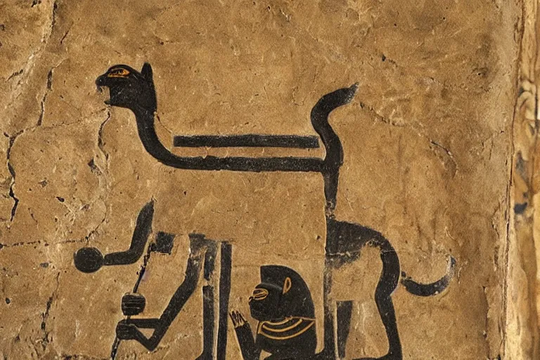 Image similar to cat, detail from an Ancient Egyptian mural