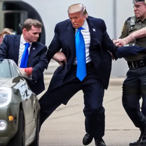 Image similar to photography of FBI agents taking Donald trump into custody