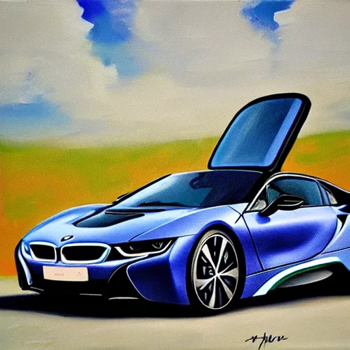 Prompt: bmw i 8 oil painting