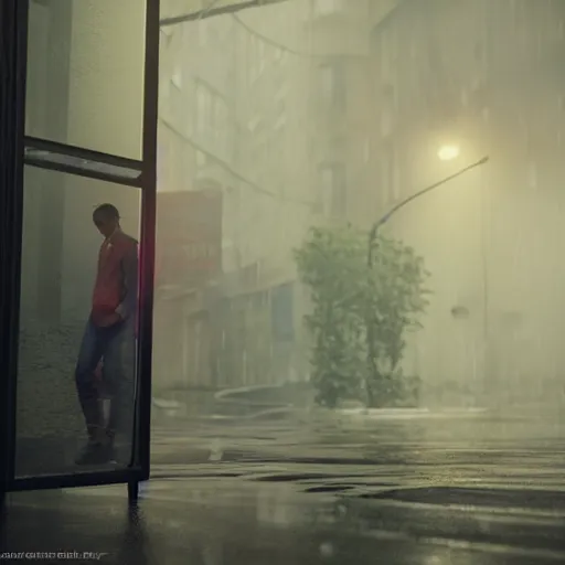 Prompt: boy lonely in rain , wide angle low cinematic lighting atmospheric realistic octane render highly detailed in he style of craig mullins, full hd render + 3d octane render + unreal engine 5 + Redshift Render + Cinema4D + C4D + Rendered in Houdini + Houdini-Render + Blender Render + Cycles Render + OptiX-Render + Povray + Vray + CryEngine + LuxCoreRender + MentalRay-Render + Raylectron + Infini-D-Render + Zbrush + DirectX + Terragen + Autodesk 3ds Max + After Effects + 4k UHD + immense detail + interdimensional lightning + studio quality + enhanced quality