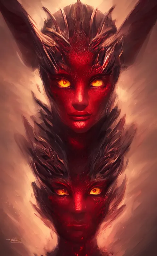 Image similar to face portrait of dragon kin woman, with pretty red ruby eyes, dynamic lighting, fantasy concept art, trending on art station, stunning visuals, creative, cinematic, ultra detailed