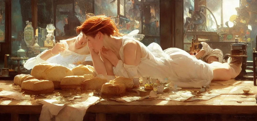 Image similar to the perfect loaf of bread by Stanley Artgerm Lau, greg rutkowski, thomas kindkade, alphonse mucha, loish, norman Rockwel