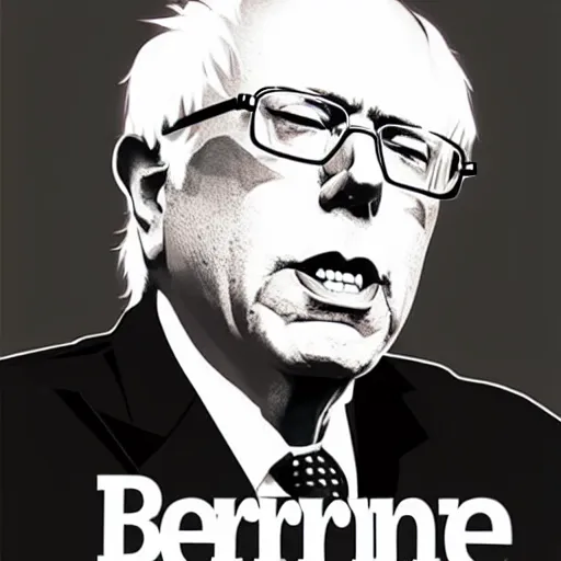 Prompt: a portrait of Bernie Sanders in the style of Yoji Shinkawa