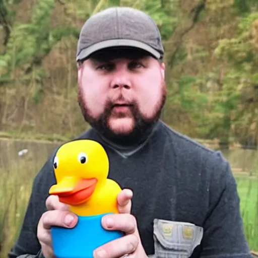 Image similar to a rubber duck holding a glock