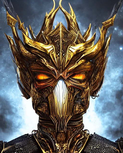 Prompt: a highly detailed portrait of ankou the evil lord staring with anger and wearing ornate armor made of sci fi panels and a gold death mask, death and corruption, smooth, intricate, sinister, evil energy, souls of the dead, dark aura, matte painting, artstation, evild ark color scheme, dark fantasy sci fi, sharp focus, cgsociety