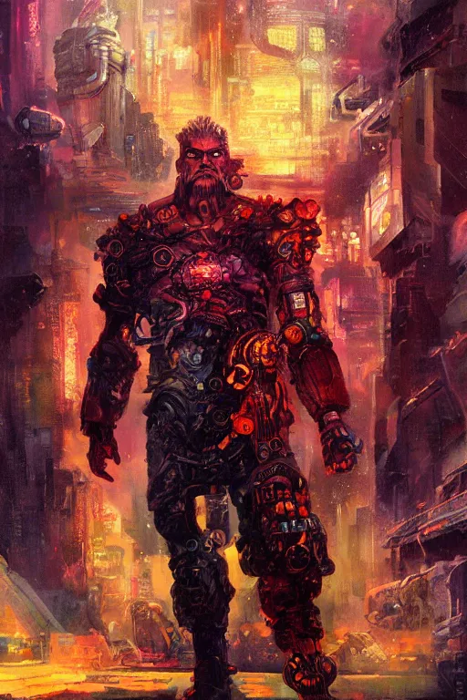 Image similar to a cyberpunk half length portrait of zeus, by paul lehr, jesper ejsing