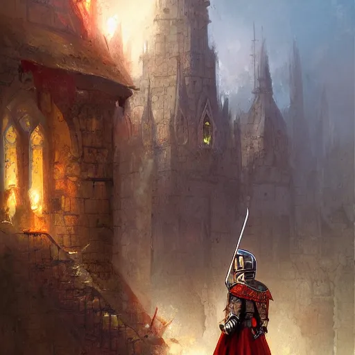 Prompt: a royal knight saluting his king by marc simonetti