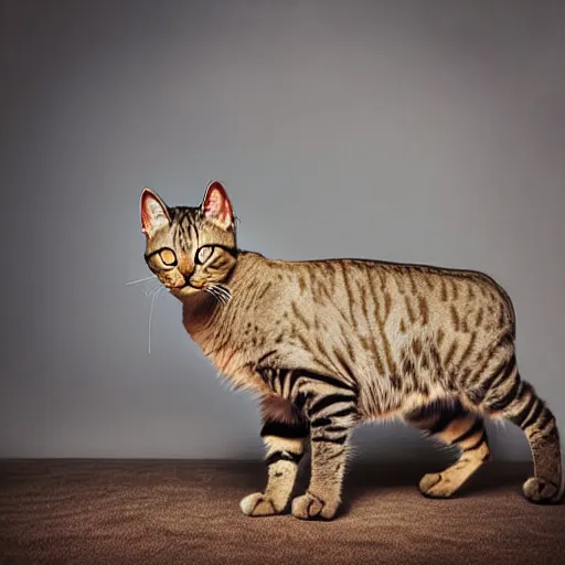 Prompt: a feline buffalo - cat - hybrid, animal photography