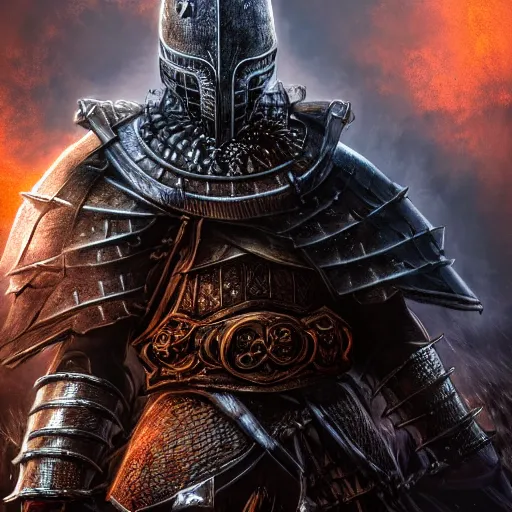 Prompt: portrait of a warrior with battle armor,fantasy, dark souls, bloodborne, D&D, HDR, natural light, dynamic pose, award winning photograph, Unreal Engine , 8k,