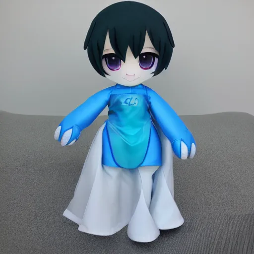 Image similar to cute pvc fumo plush of an elemental girl made of water, splash, refractive optics, vray