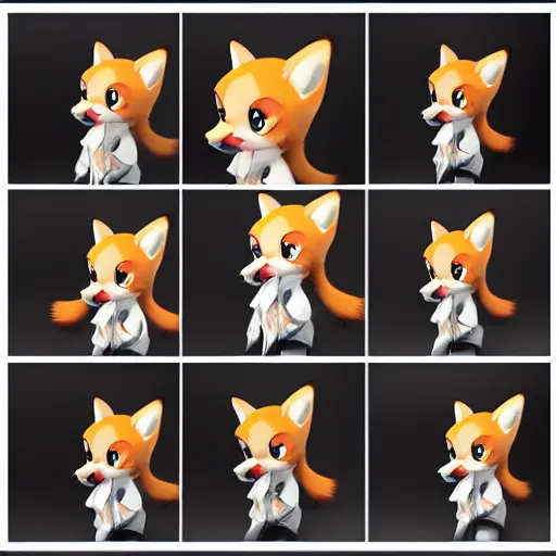 Image similar to cute fumo plush of a foxgirl tailor, three point lighting, dramatic, anime, vray