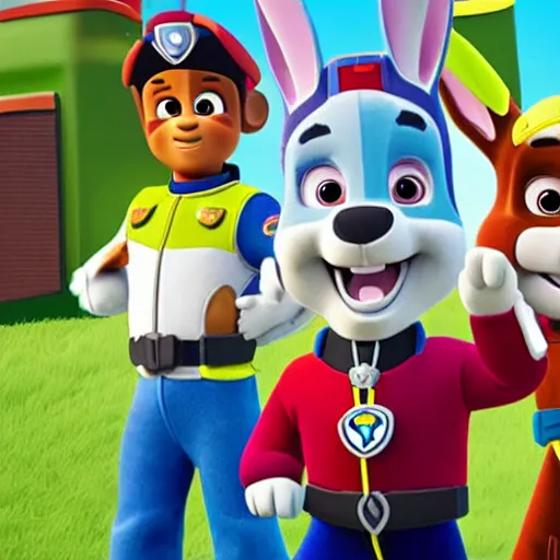 Prompt: a rabbit in paw patrol