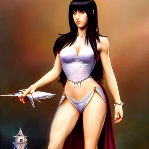 Prompt: Tifa Lockhart princess attire artwork by boris vallejo