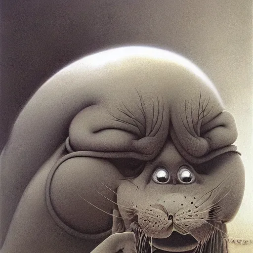 Image similar to garfield by zdzisław beksinski