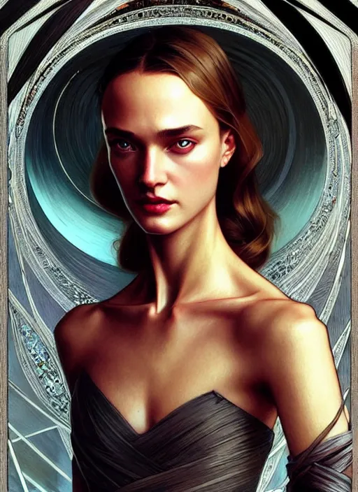 Image similar to “ beautiful daria strokous as a cruel femme fatale intricate, elegant, highly detailed, digital painting, artstation, concept art, movie still, smooth, sharp focus uhd 8 k, art by artgerm and greg rutkowski and alphonse mucha ”