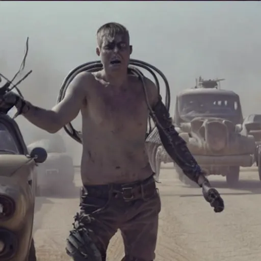 Prompt: a ( ( minion ) ) in the mad max fury road!! still from movie