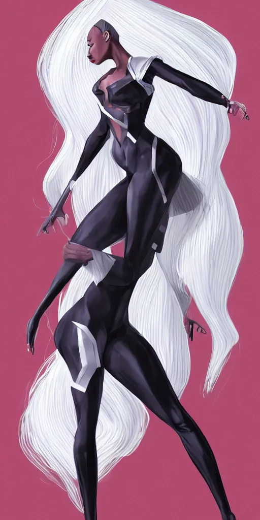 Image similar to Ororo Munroe dressed in Louis Vuitton, 8k, concept art, digital art, artstation